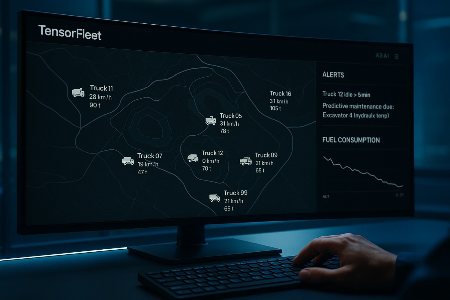 Dashboard tensorfleet ai for mining industry