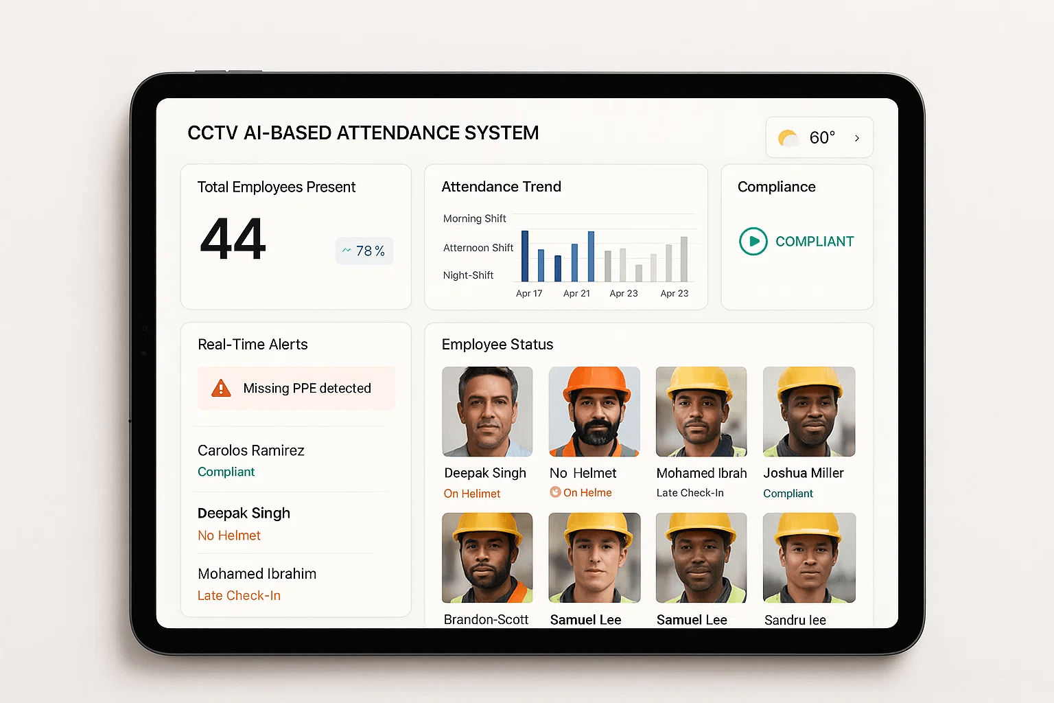 ai based attendance system dashboard