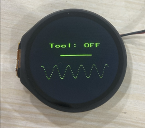 HAVSafe device screen showing Tool is OFF and monitoring for vibration waves