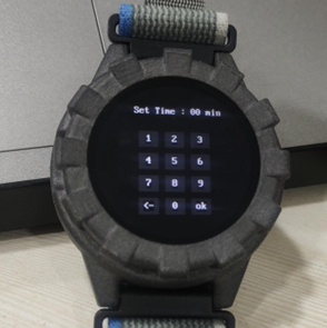 HAVSafe device screen showing the user interface to set a timer for tool usage