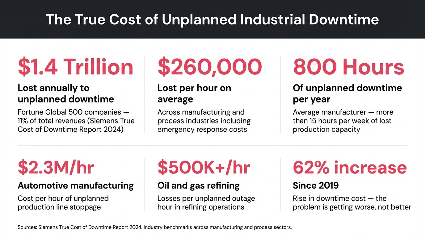 True cost of unplanned downtime in manufacturing - financial impact data