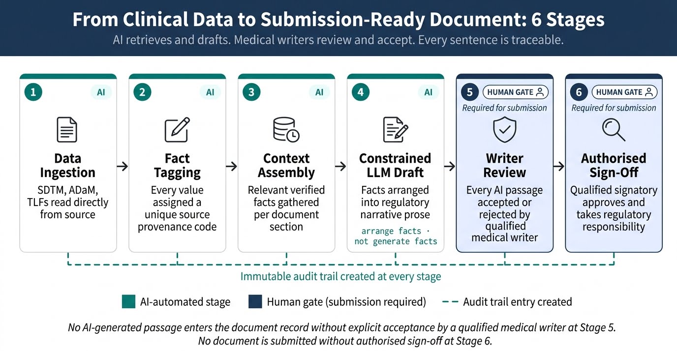 How the AI medical writing solution pipeline works