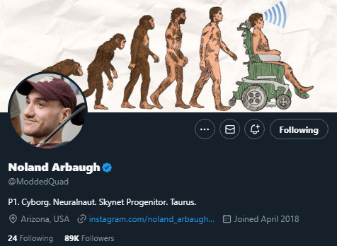 Noland Arbaugh official twitter profile 2024
