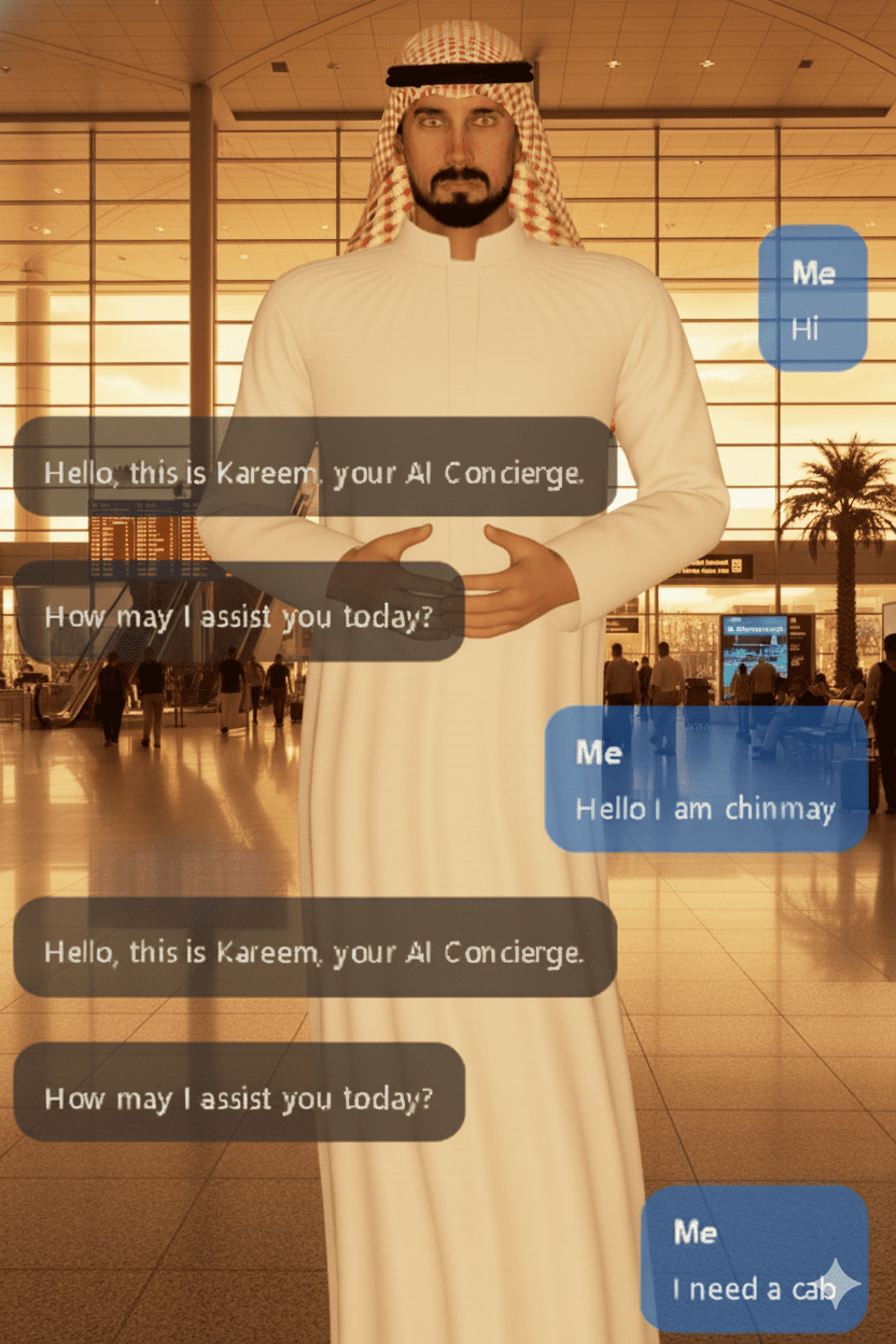 Interacting with an AI avatar chat on a mobile phone