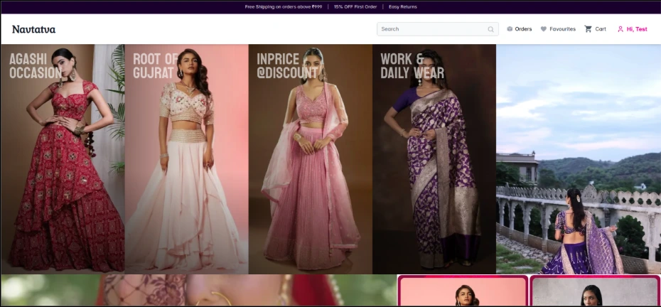 Supplied Navtatva fashion storefront homepage